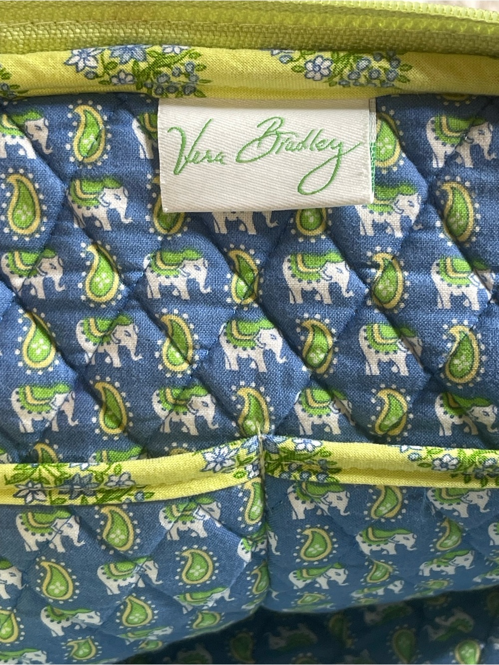 Vera Bradley Kerala Elephants Quilted Sling Backpack Green Floral Bag - Picture 6 of 7